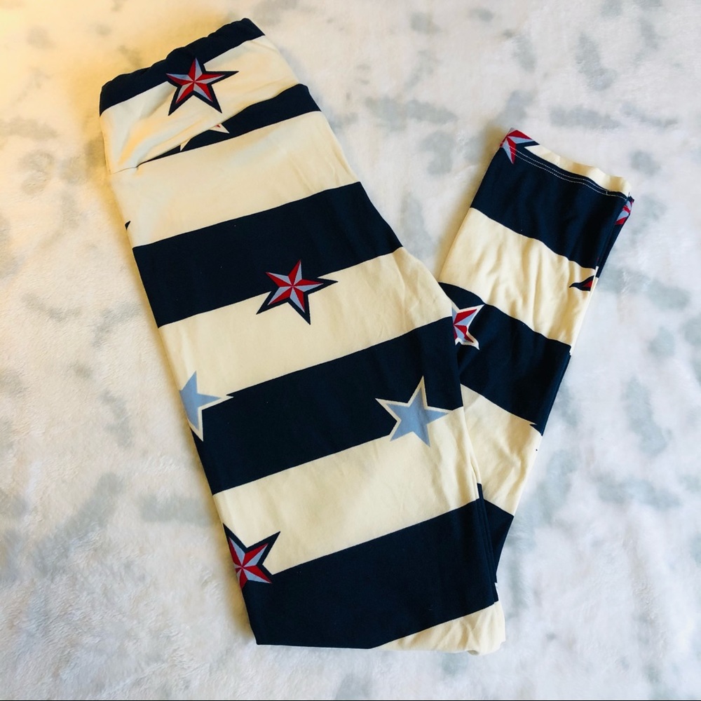 LulaRoe:❤️🤍💙  Patriotic leggings Size: One-Size - Picture 4 of 8